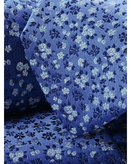 Charles Tyrwhitt Blue Floral Print Silk Tie for men