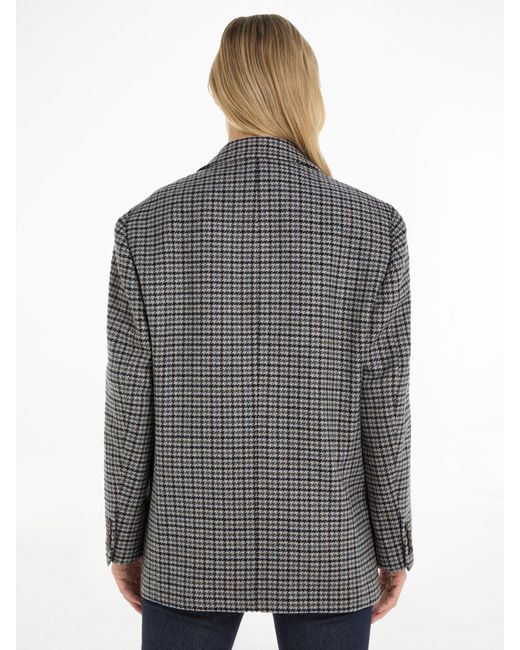 Tommy Hilfiger Gray Relaxed Wool Blend Check Blazer