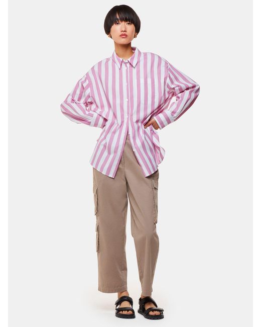 Whistles Pink Phoebe Casual Cotton Utility Trousers