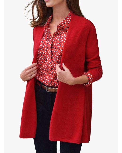 Pure Collection Red Gassato Cashmere Swing Cardigan