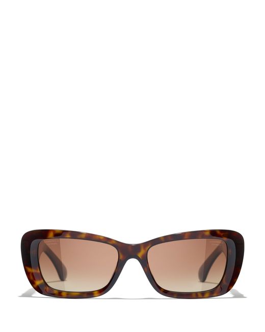 Chanel Multicolor Rectangular Sunglasses Ch5514 Dark Havana/brown Gradient
