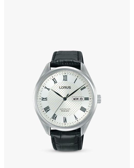 Lorus White Rl437bx9 Automatic Leather Strap Watch for men