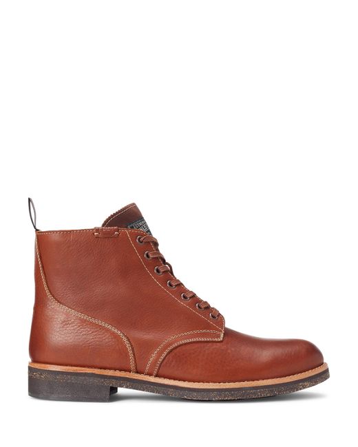 Ralph Lauren Brown Tumbled Leather Boots for men