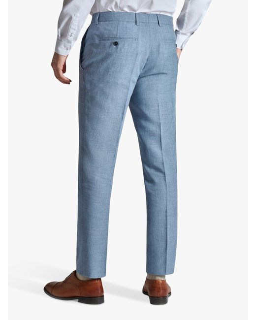Ted Baker Blue Hydra Linen Slim Fit Trousers for men