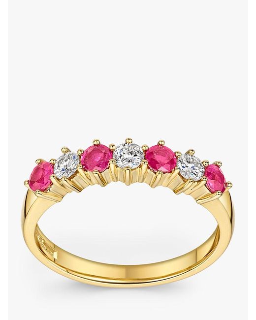 Milton & Humble Jewellery Pink 18ct Yellow Gold Second Hand Ruby And Diamond Ring