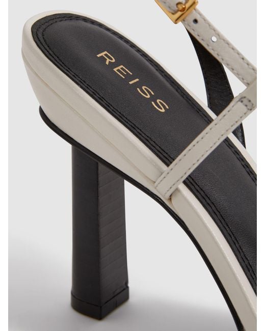 Reiss White Joy Asymmetric Heel Sandals