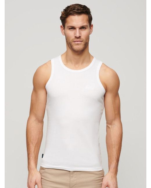 Superdry White Essential Organic Cotton Logo Vest Top for men