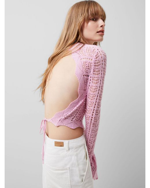 French Connection Pink Nolan Crochet Jumper