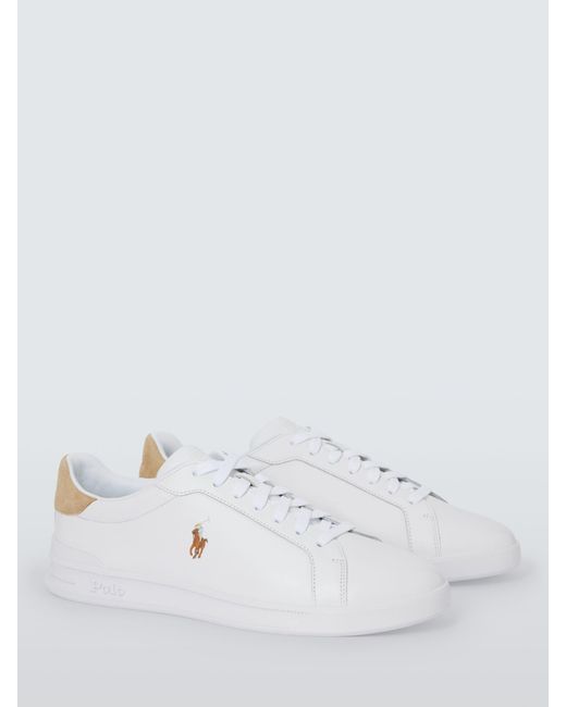Ralph Lauren White Heritage Court Ii Leather Trainers for men