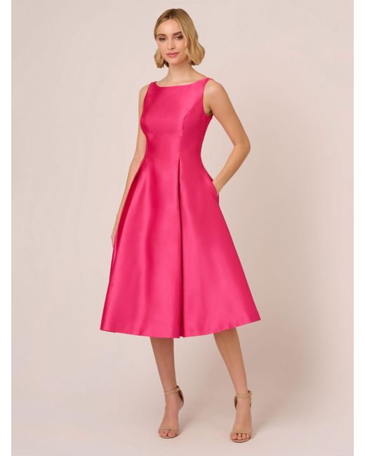Adrianna Papell Pink Sleeveless Midi Cocktail Dress