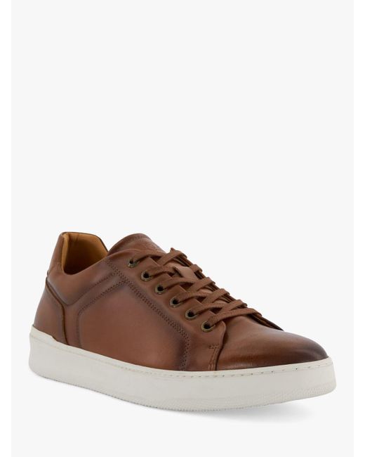 Dune Brown Toledo Low Top Leather Trainers for men