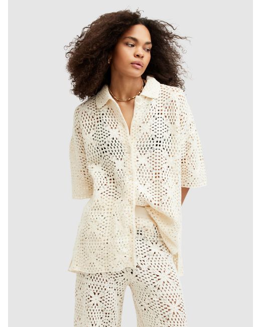 AllSaints White Milly Crochet Shirt