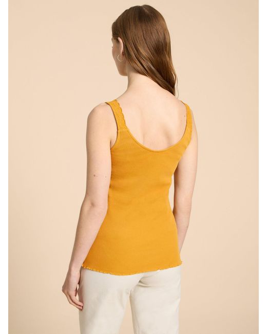 White Stuff Yellow Seabreeze Ribbed Vest Top