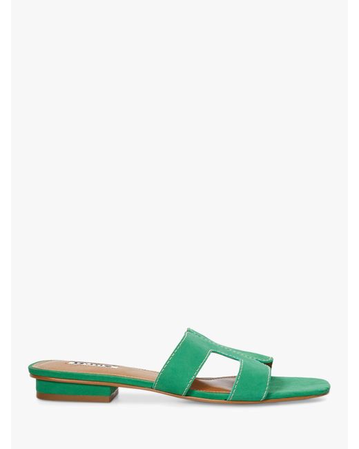 Dune Green Loupe Suede Sandals