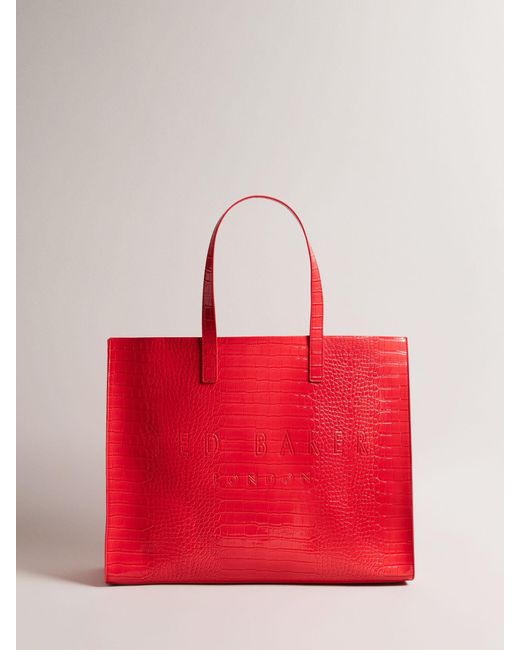 Ted Baker Red Imitation Croc Detail Icon Bag