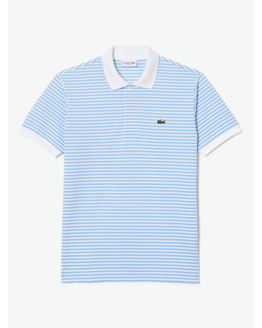 Lacoste Blue Core Essential Striped Cotton Polo Shirt for men