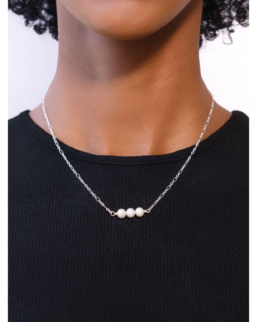 Ralph Lauren White Triple Freshwater Pearl Chain Necklace