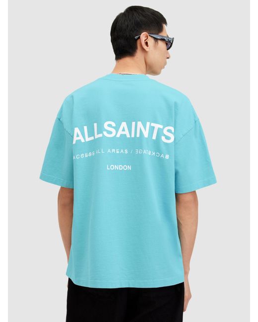 AllSaints Blue Access Organic Cotton Oversized T-shirt for men