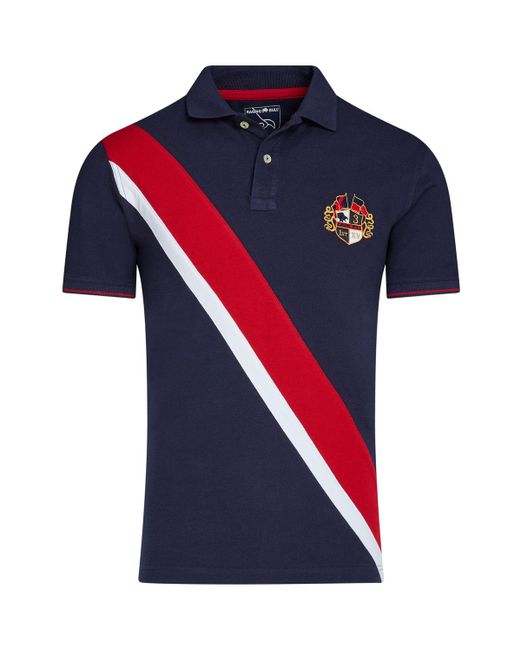 Raging Bull Blue Stripe Pique Polo Shirt for men