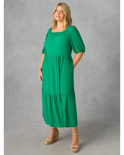 Live Unlimited Green Curve Puff Sleeve Maxi Dress