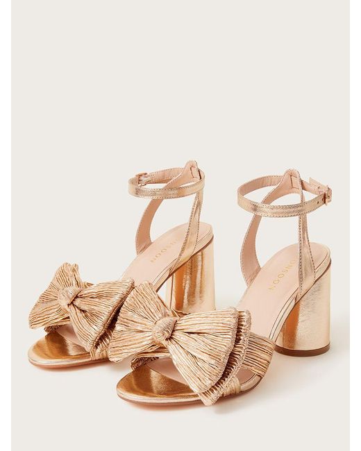 Monsoon Natural Shimmer Fabric Bow Sandals