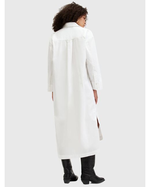 AllSaints White Imogen Organic Cotton Midi Shirt Dress