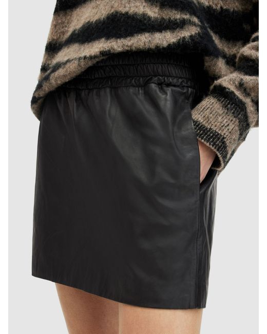 AllSaints Black Shana Leather Mini Skirt