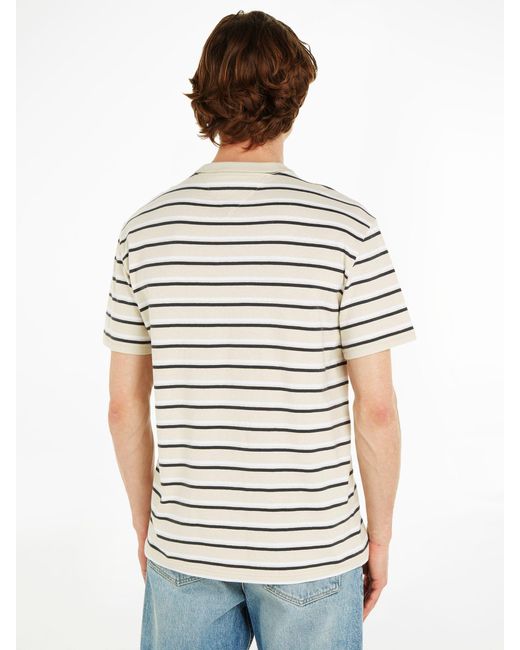 Tommy Hilfiger White Tommy Jeans Rib Knit Stripe Short Sleeve T-shirt for men