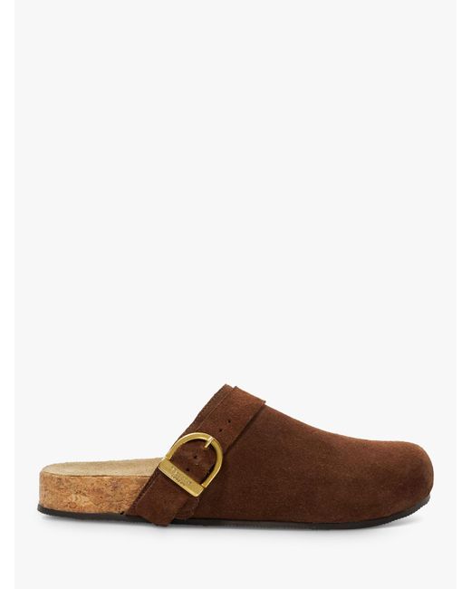 Dune Brown Gracella Suede Footbed Mules