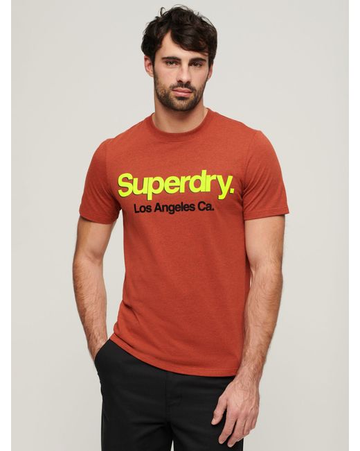 Superdry Red Core Logo Classic Washed T-shirt for men