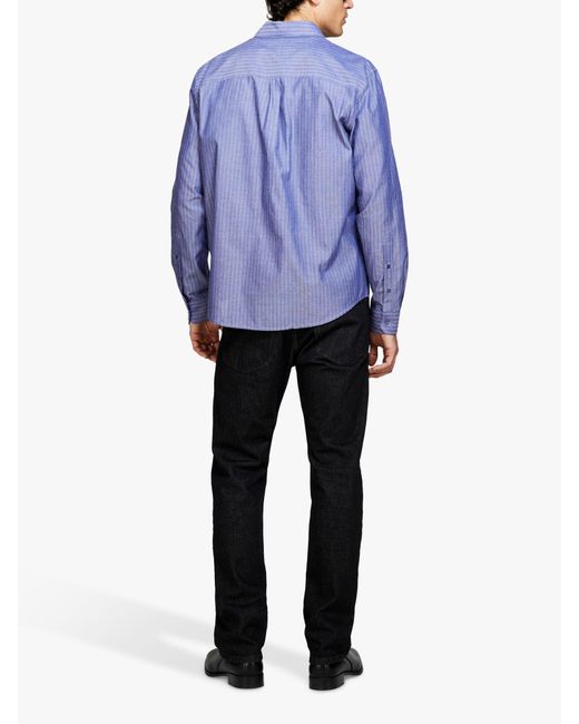 Sisley Blue Regular Fit Yarn Dyed Shirt for men