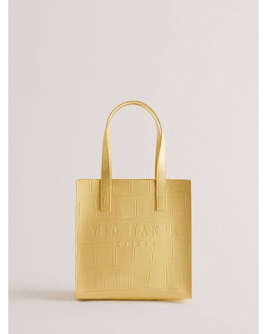 Ted Baker Yellow Reptcon Croc Effect Small Icon Tote Bag