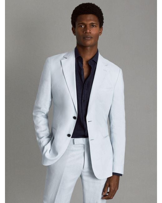 Reiss Gray Kin Linen Tailored Jacket for men