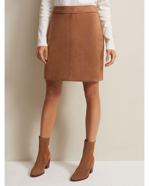 Phase Eight Brown Darya Faux Suede Mini Skirt