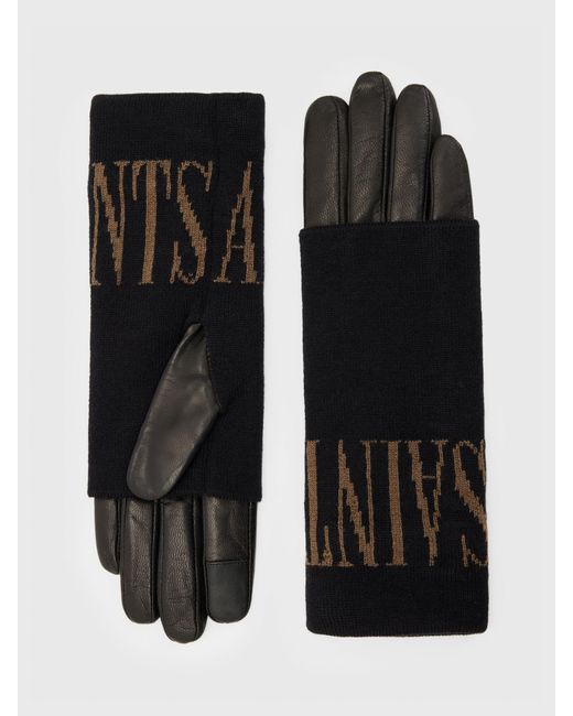 AllSaints Black Zora Leather Gloves