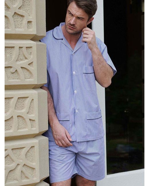 British Boxers Multicolor Crisp Cotton Pinstripe Short Pyjamas for men