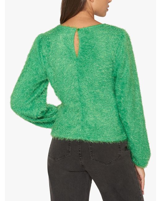 Sisters Point Green Eoia-ls Round Neck Knitted Top