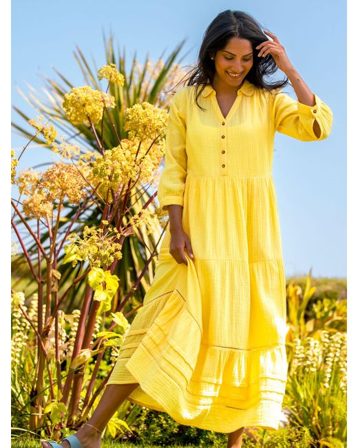 Brakeburn Yellow Erica Cotton Maxi Dress