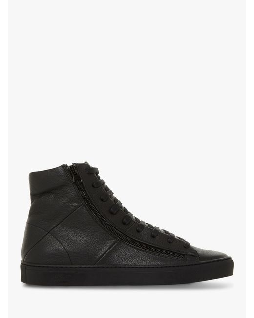 Bertie Black Cable Leather High Top Trainers for men