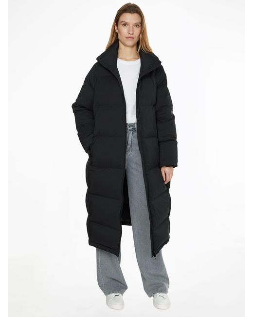Calvin Klein Puffer Maxi Coat in Black | Lyst UK