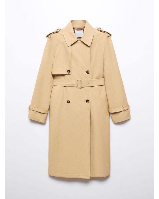 Mango Natural Fluid Double Breasted Trench Coat