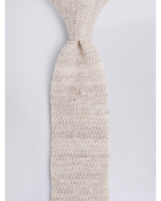 Moss Bros Natural Melange Knitted Linen Tie for men