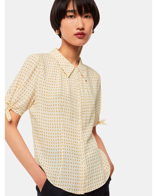 Whistles Natural Oval Spot Tie Sleeve Blouse