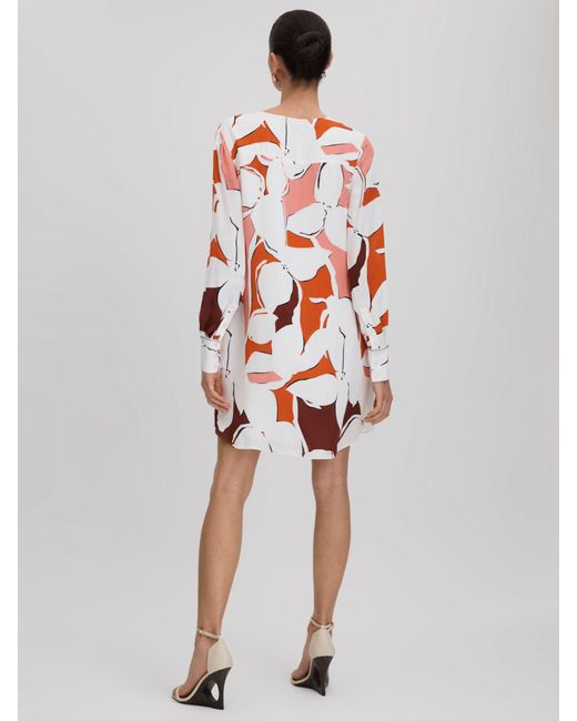 Reiss Red Tanya Abstract-print Woven Mini Dress