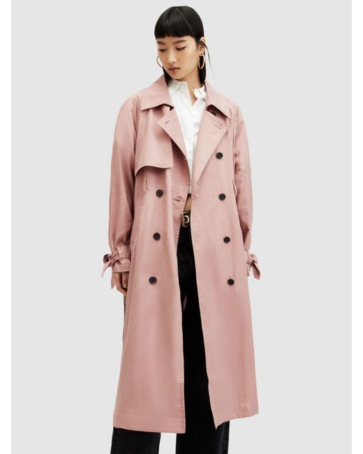 AllSaints Pink Kikki Oversized Trench Coat