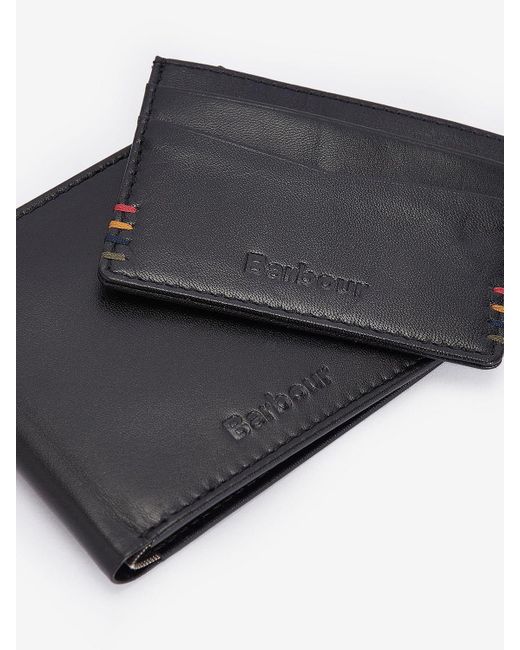 Barbour Black Cairnell Wallet & Cardholder Gift Set for men