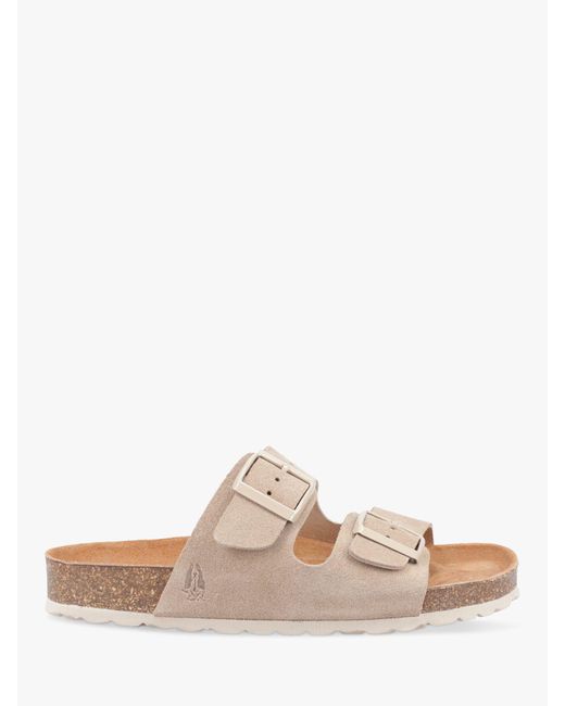 Hush Puppies White Blaire Suede Footbed Sandals