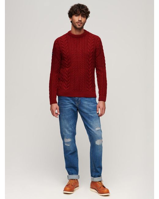 Superdry Red Jacob Crew Neck Knitted Jumper for men