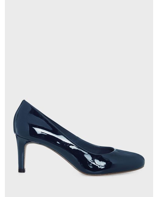 Hobbs Blue Lizzie Leather Court Shoes