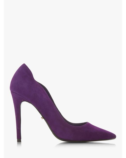 Dune Purple Suede 'ashe' High Stiletto Heel Court Shoes